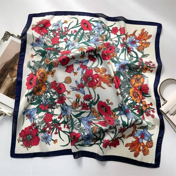 Borghese Floral Print Square Scarf