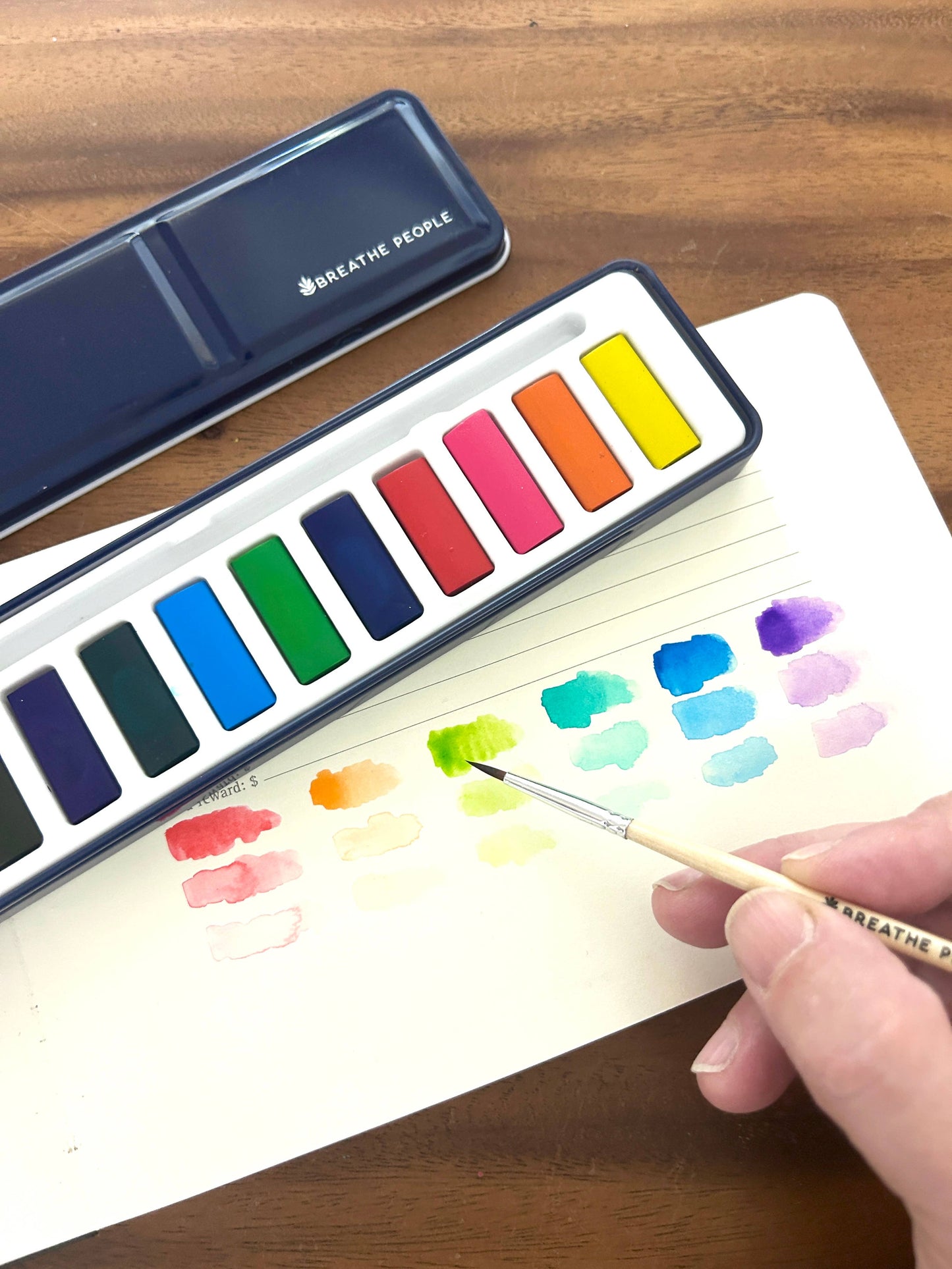 Watercolor Set- 12 Artist Grade Colors + Wood Brush
