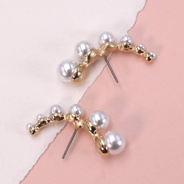 Crescent Shaped Pearl Cartilage Earrings