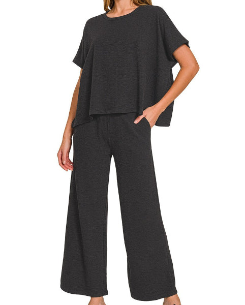 Cotton Slub Top & Pants Set