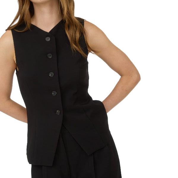 Long Line Black Vest
