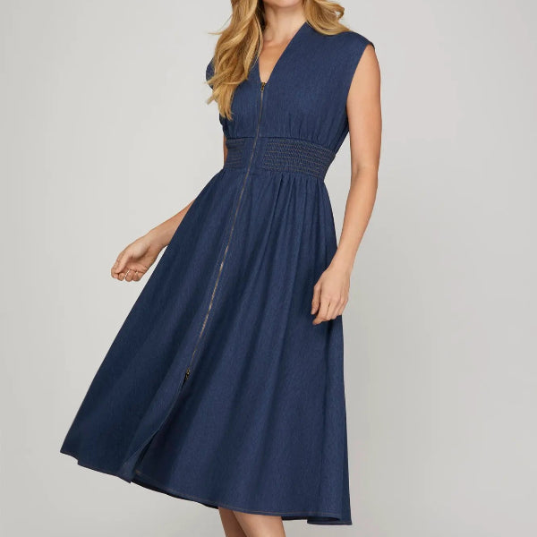 Denim Zipper Dress