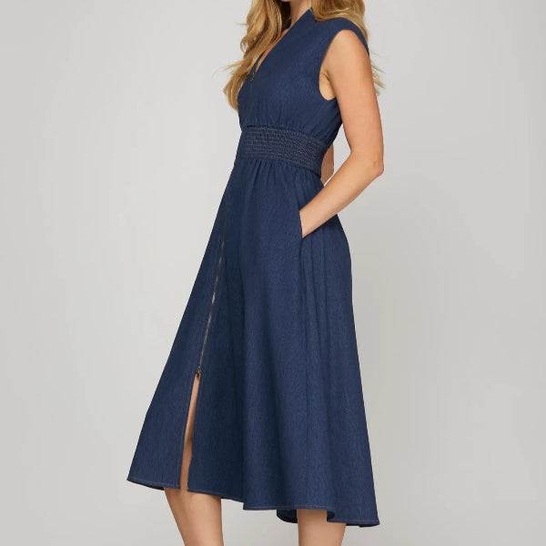Denim Zipper Dress