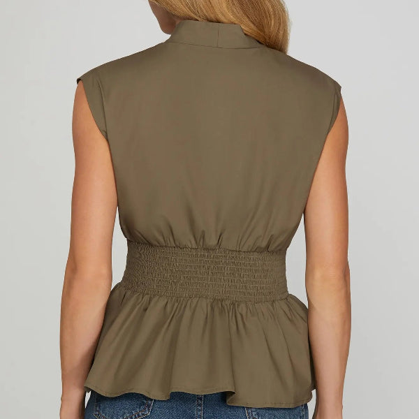 Olive Zipper Top