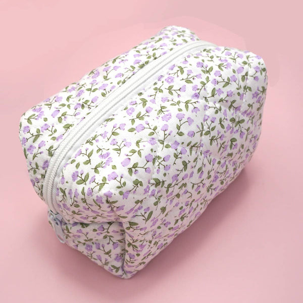 Ditsy Quilted Cotton Floral Cosmetic Bag