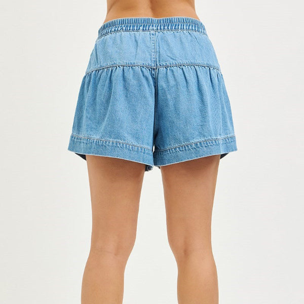 Tiered Denim Shorts