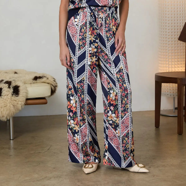 Navy Mixed Media Pants