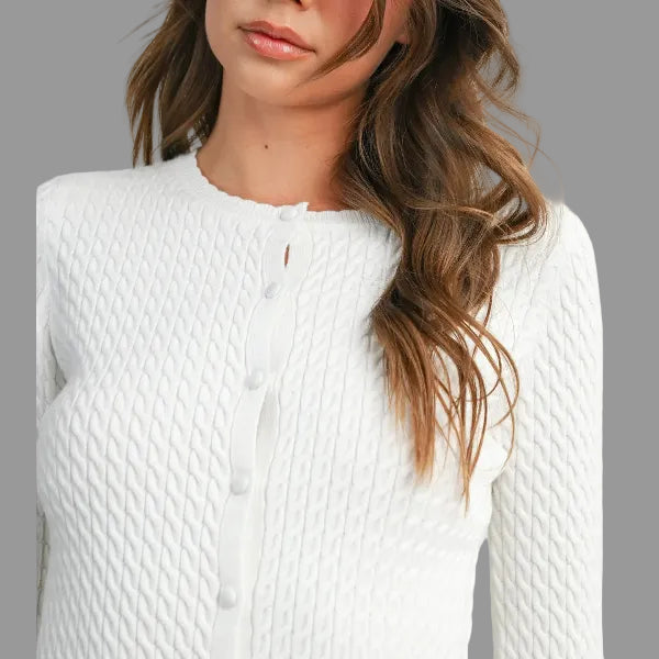 Mini Cable Cardigan WHT