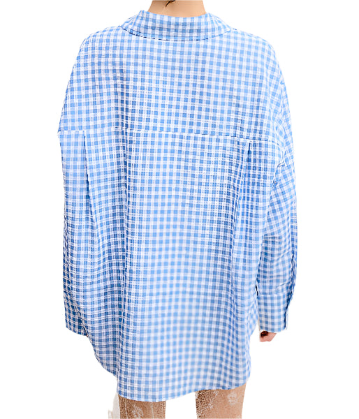 Oversized Gingham Button Down Shirt