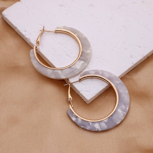 White Marbled Shell Hoops