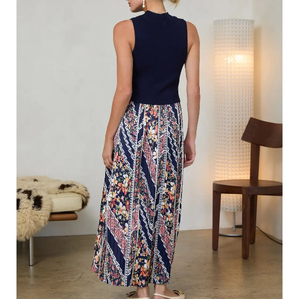Navy Mixed Media Dress
