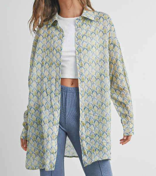 Block Print Button Down