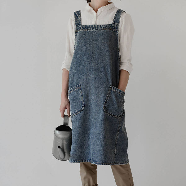 Cotton Canvas Washed Denim Apron