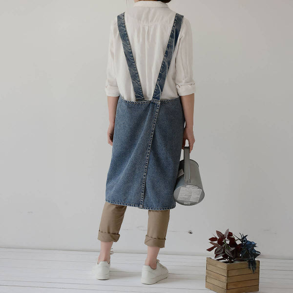 Cotton Canvas Washed Denim Apron