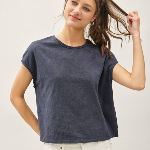 Boxy Cap Sleeve Tee CHARCOAL