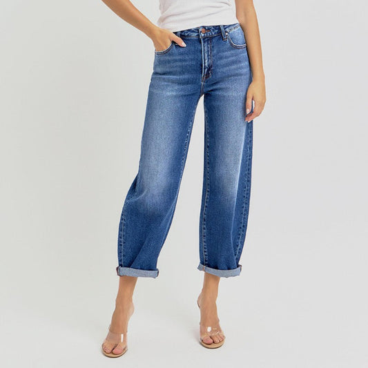 High Rise Crop Mild Barrel Jeans
