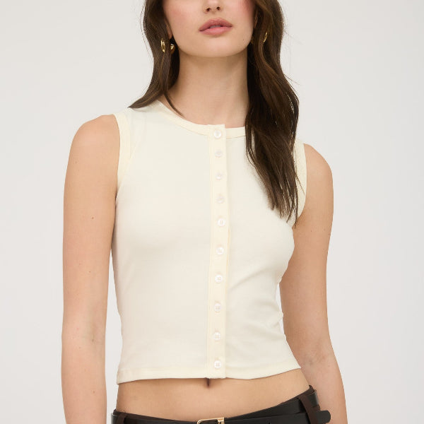 Micro Button Knit Top