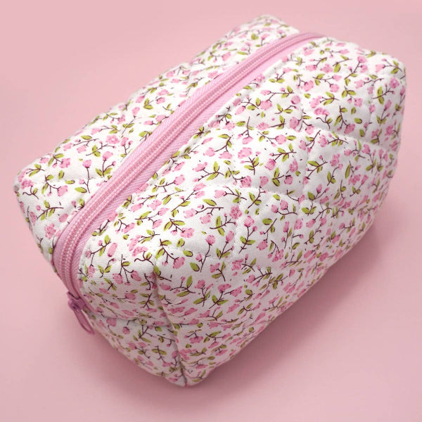 Ditsy Quilted Cotton Floral Cosmetic Bag