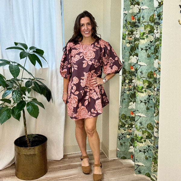 Rose Floral Mini Dress