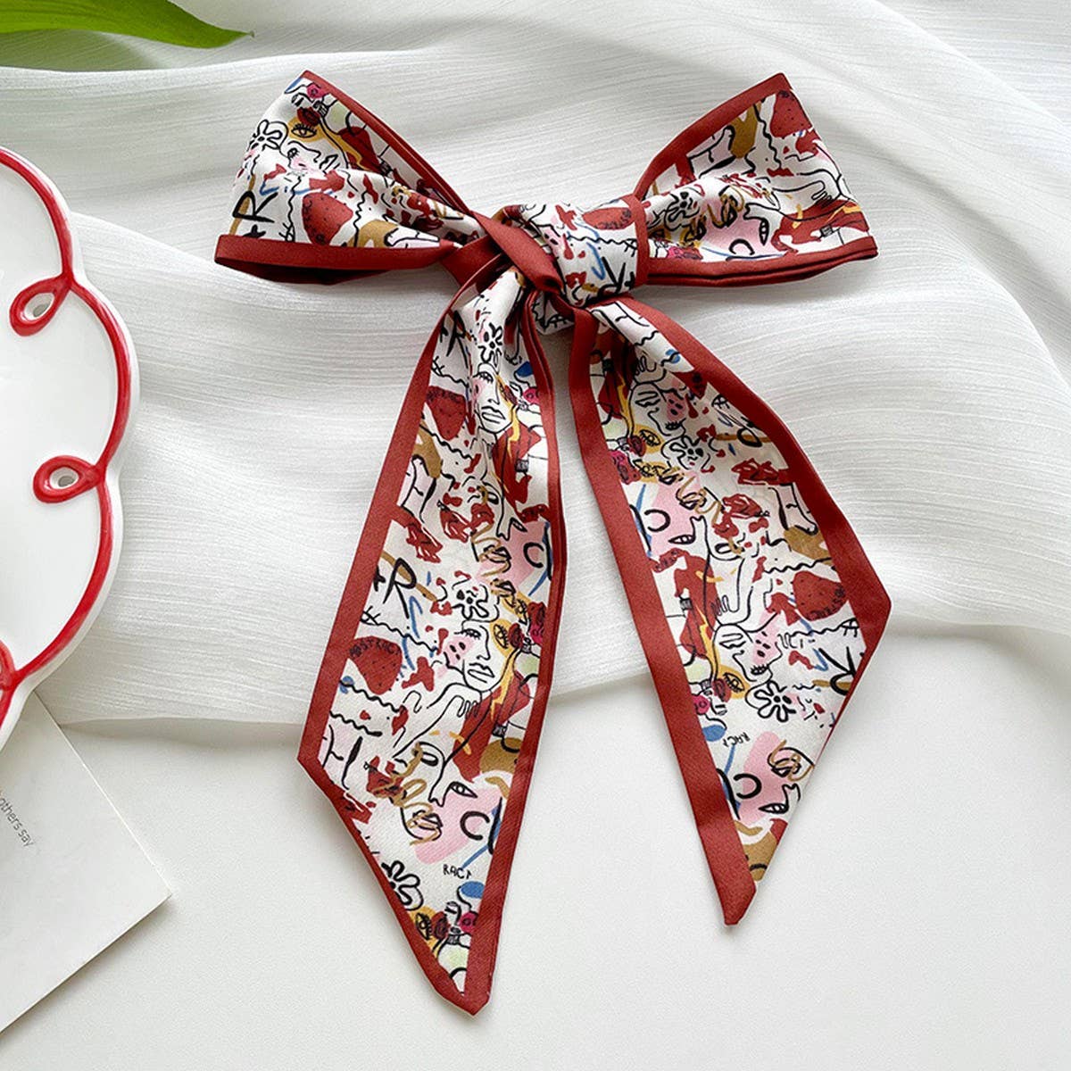 Red Skinny Twilly Scarf