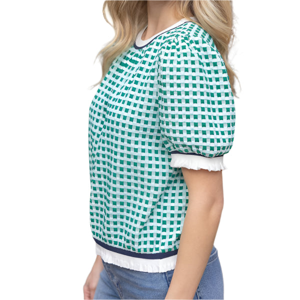 Green Gingham Top