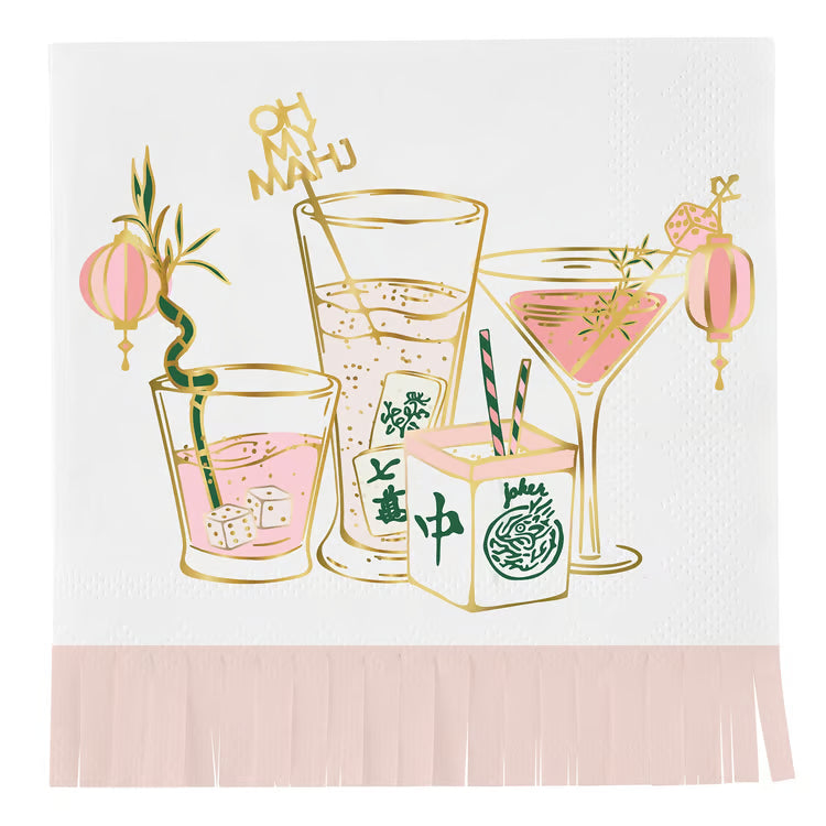 Fringed Mah Jongg Cocktail Napkins