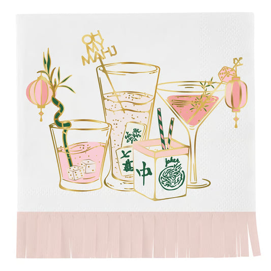 Fringed Mah Jongg Cocktail Napkins