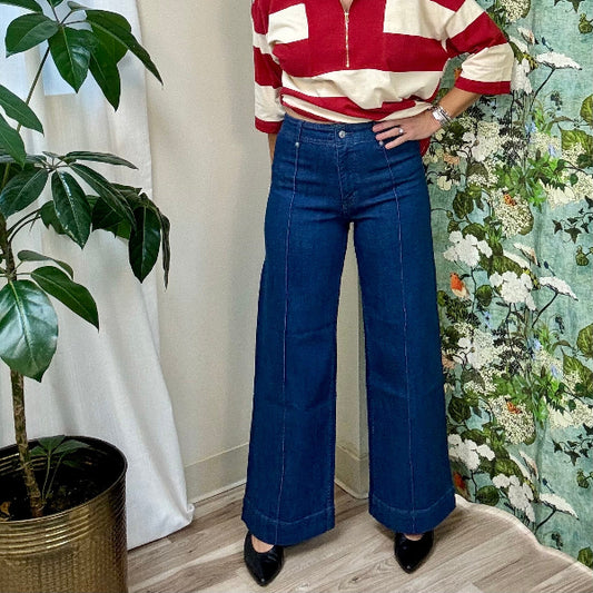 Navy Orchid Wide Leg Denim