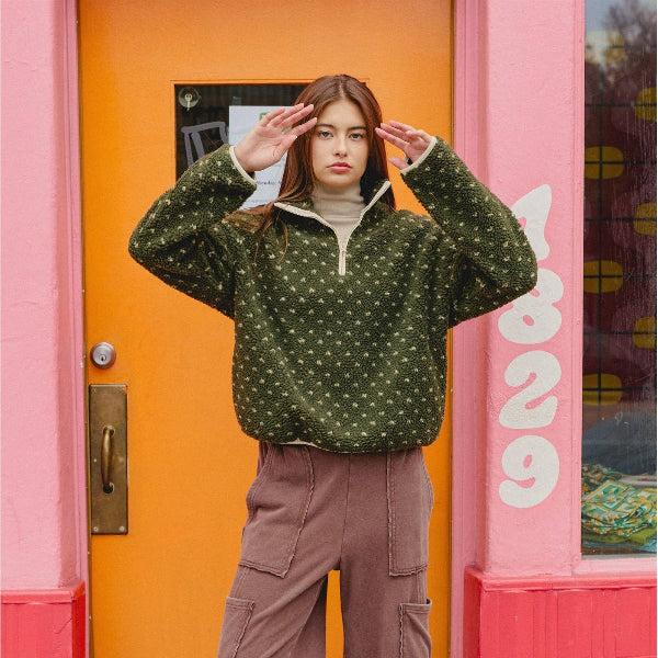 Olive a Sherpa Pullover