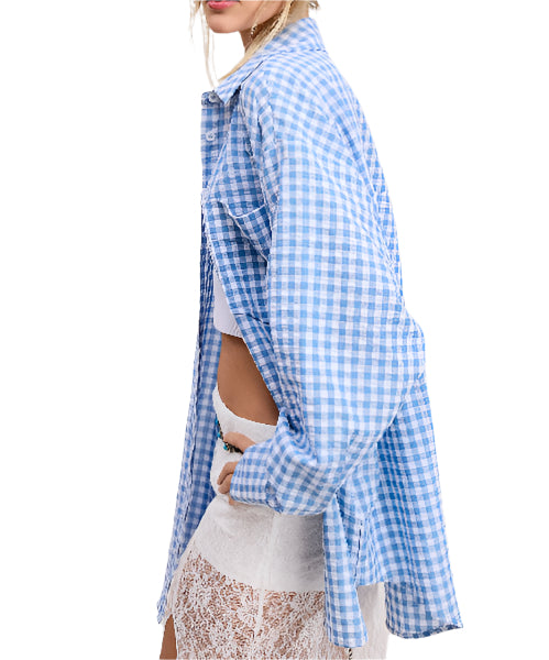 Oversized Gingham Button Down Shirt