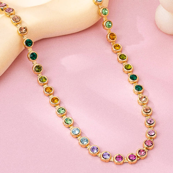 Rainbow Gemstone Tennis Necklace