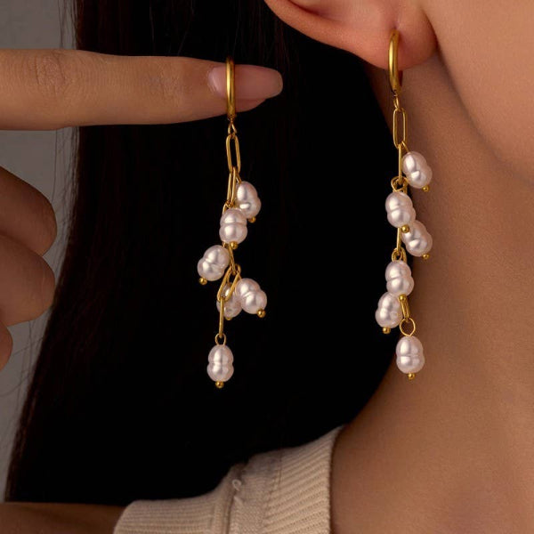 Free Style Pearl Drop Earrings