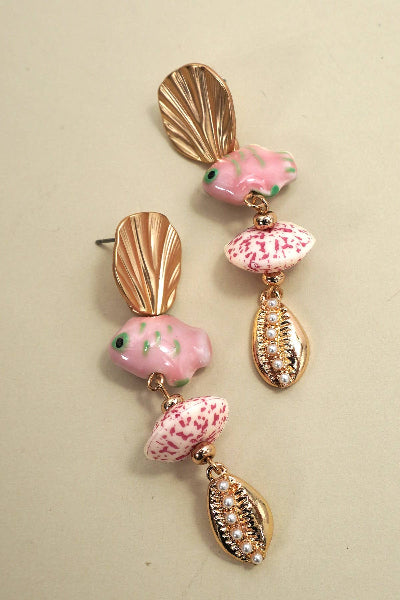 Pink Queen of the Fish Earrings