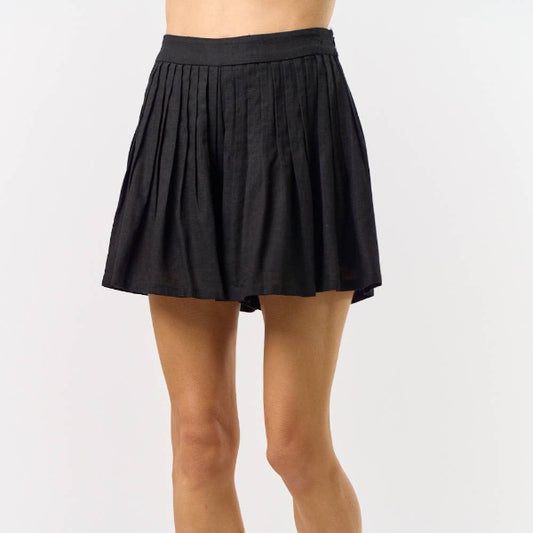 Pleated Black Shorts