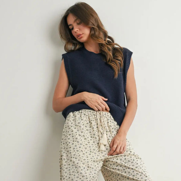 Billie Sweater Tie Top NAVY