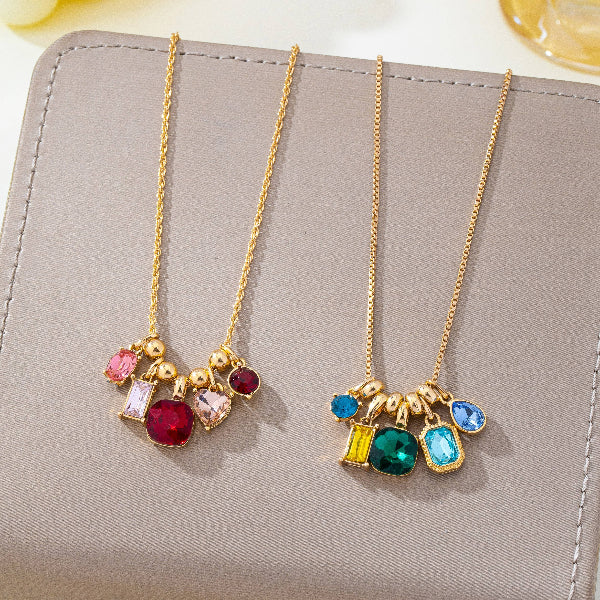 Crystal Cluster Charm Pendant Necklace
