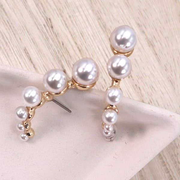 Crescent Shaped Pearl Cartilage Earrings
