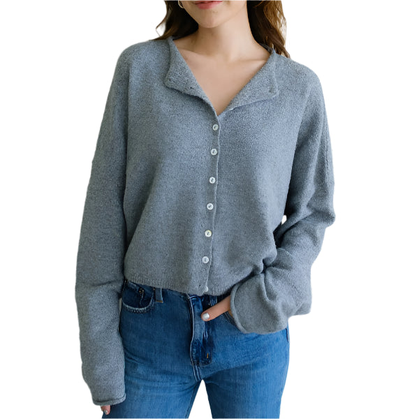 Heather Grey Piper Cardigan