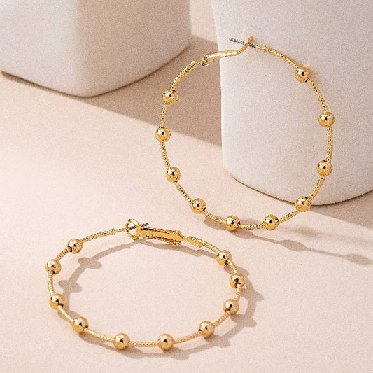 Classic Gold Ball Beaded Hoops