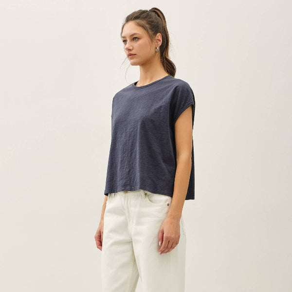 Boxy Cap Sleeve Tee CHARCOAL
