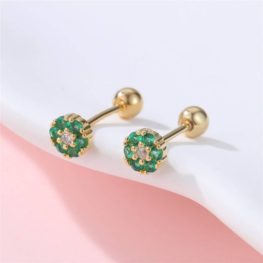 Colorful Crystal Flower Stud Earrings