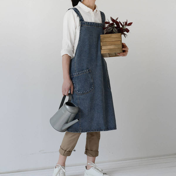 Cotton Canvas Washed Denim Apron