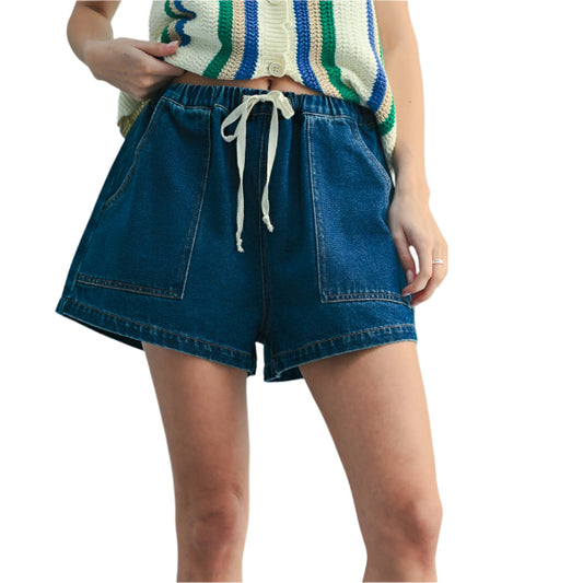 Denim Shorts with Drawstring