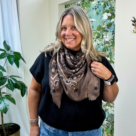 Large Wool Blend Bandana Scarf
