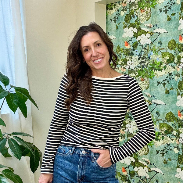 Striped Mini Back Bow Knit Top