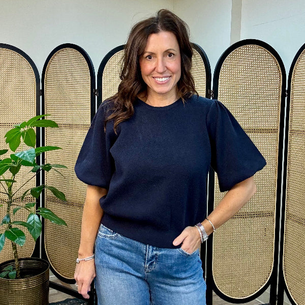 Navy Flat Knit Sweater