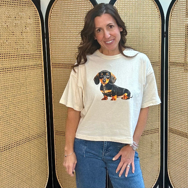 Dachshund Boxy Crop Tee