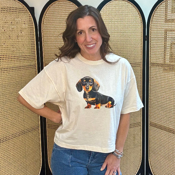 Dachshund Boxy Crop Tee