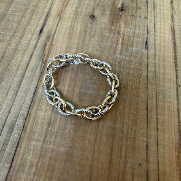 Two Tone Link Stretchy Bracelet