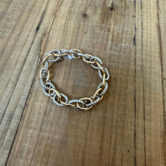 Two Tone Link Stretchy Bracelet